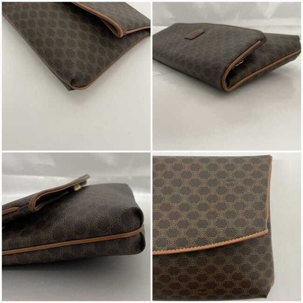 Celine Clutch Bag Brown Macadam Leather Handbag Logo All over Flap Magnetic - Picture 3 of 10